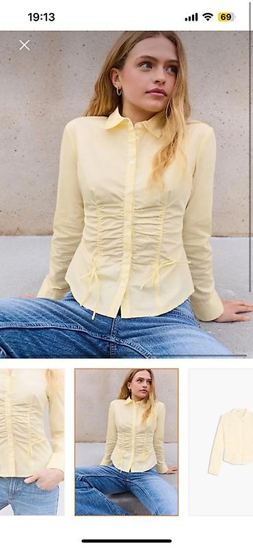 cins: Bershka Büzgülü poplin köynək - Model: qadın köynəyi - Material — 3