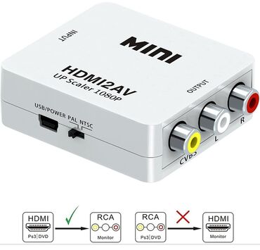 переходник тюльпан hdmi в Кыргызстан: Переходник hdmi на av (rca тюльпан)для подключения устройств на старые