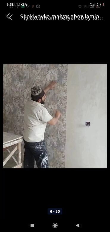 Təmir işləri: Malyar Aboy ustası laminat paduqa spoklyovka astar üz vurulması işleri — 9