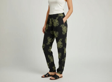 lidl spodnie lniane: Material trousers for women, size L