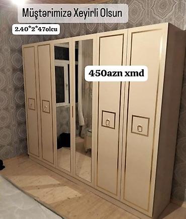 islenmis skaf: Yeni, 6 qapı, Güzgülü, Bej, Açılan, Düz dolab — 1
