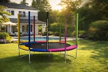 Sve za dečije igralište: Trampolina sa zaštitnom mrežom – prečnik 3,05 m - Šarena obodna — 6