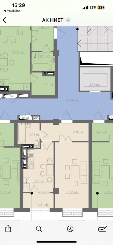 купить квартиру в рассрочку от застройщика: 1 комната, 43 м², Элитка, 10 этаж, ПСО (под самоотделку)