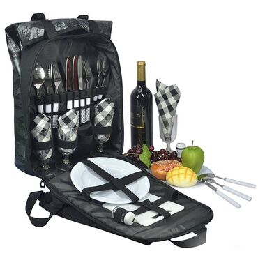 сумку для школы: Походный Рюкзак Пикник с набором посуды на 4 персоны Arkmiido В