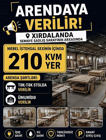 bina az mingecevir: Arendaya verilir: mebel istehsalı sexinin içində 210 kv.m yer Yer — 1