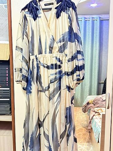 Вечернее платье, Пышное, Длинная модель, Шифон, С рукавами, L, XL, 2XL