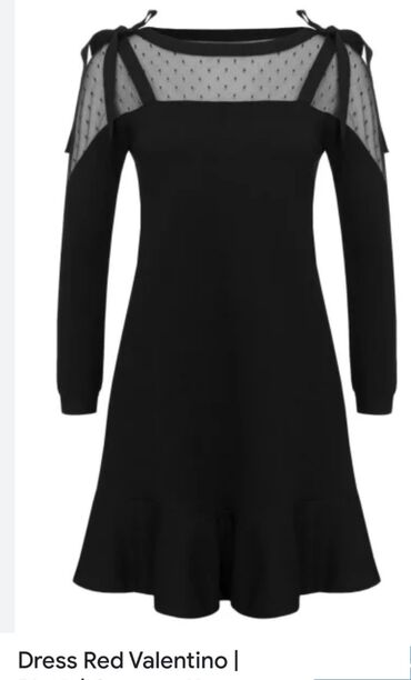 haljina crna amisu: S (EU 36), color - Black, Cocktail, Long sleeves