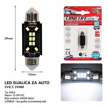 KMT Festoon auto LED sijalica 39 mm, 10 SMD, jako belo svetlo Opis: -