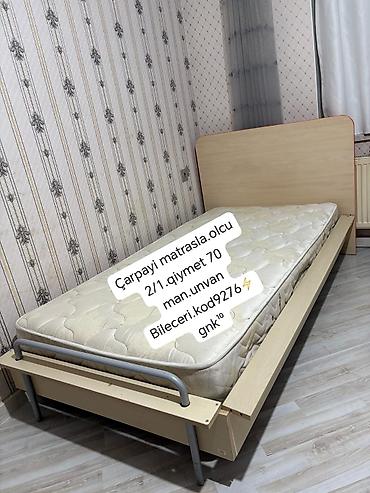 çarpayı başlıqları: Taxta- metal çarpayı matrasla birlikdə. Xüsusiyyətlər: - Ölçü: 2/1 — 1