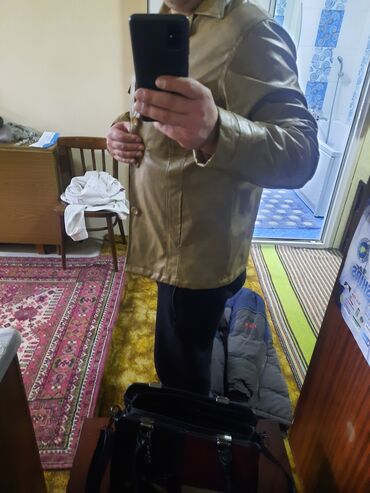 кожанный куртка мужской: Куртка 6XL (EU 52), түсү - Алтын