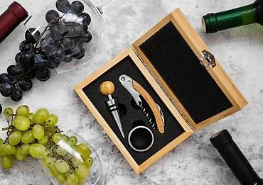 Ostala kuhinjska oprema: Masterpro set pribora za vino – 3 dela u bambus kutiji Sadrži: - — 1