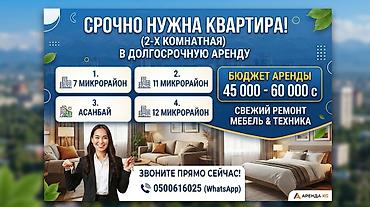 Требуется 2-комнатная квартира в долгосрочную аренду