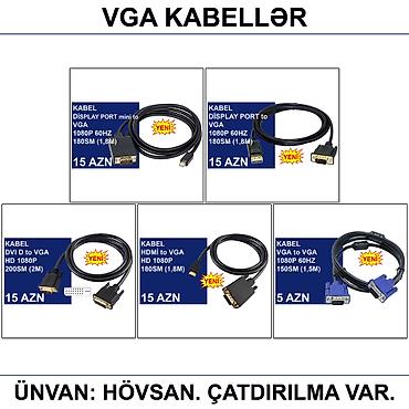 display: HDMİ DVİ VGA Display Port Type-C USB Kabellər 📍Ünvan: Bakı şəh — 5
