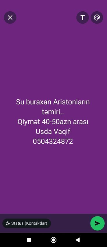 Su axıdan Ariston su qızdırıcılarının təmiri - Su sızması probleminin