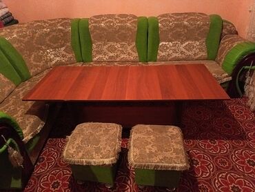 купить диван трансформер 3 в 1: Зал үчүн гарнитур, Колдонулган, Диван, Кездеме, түсү - Жашыл