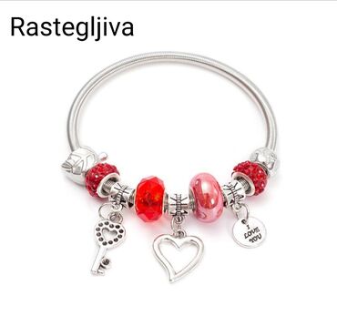 zlatne mindjuse sa ruskom kopcom: Charm bracelet, Material: Crystal, Cubic zirconia