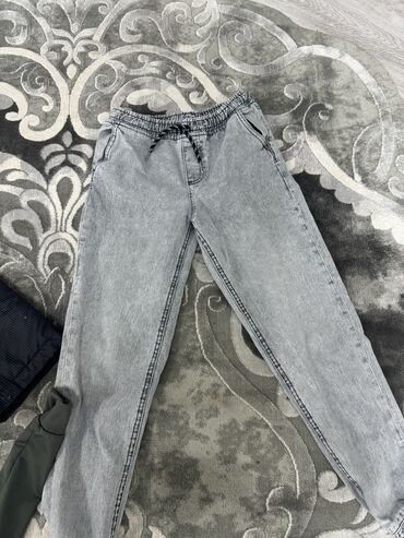 серые джинсы с высокой талией: Скинни, Terranova, Средняя талия