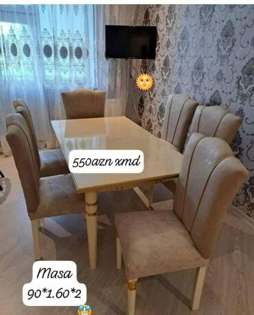 stol ucuz: Для гостиной, Новый, 6 стульев