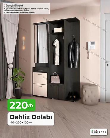 dolab kombi: Dəhliz dolabı – 40×200×100 sm - Rəng seçimi: mümkündür - Material: 18 — 1