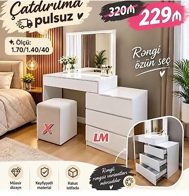 Müasir dizaynlı makiyaj masası və güzgü dəsti - Ölçü: 1.70 / 1.40 /