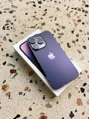 мобильные телефоны айфоны: IPhone 14 Pro Max, Б/у, 256 ГБ, Deep Purple, Защитное стекло, Чехол, Коробка, 87 %