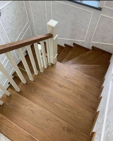 Деревянные лестницы: Каражыгач, сасна, дуб, фанера шпон, тапчан, стол, Темир каркас — 9