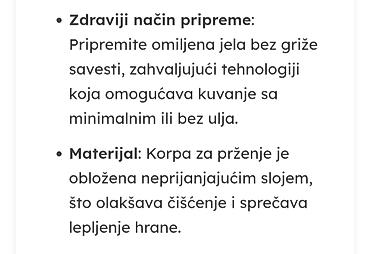 Ostali kuhinjski aparati: Friteza na vruć vazduh (air fryer) Model:SilverCrest S-18.Zapremina — 7