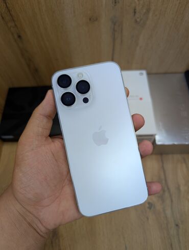 а 10 с: IPhone 14 Pro Max, Б/у, 128 ГБ, Белый, Защитное стекло, Чехол, Кабель, 85 %