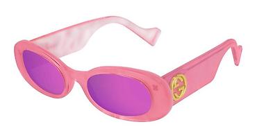 Очки: GUCCI gün eynəyi – retro oval forma, qalın çərçivə və parlaq çəhrayı — 2
