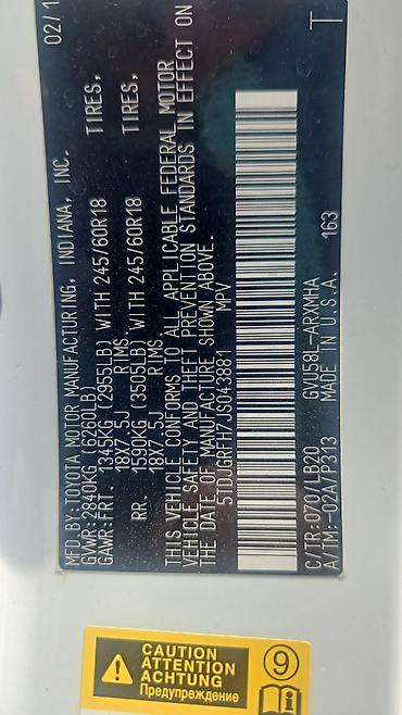 Toyota: Toyota Highlander: 2018 г., 3.5 л, Вариатор, Гибрид, Минивэн — 16