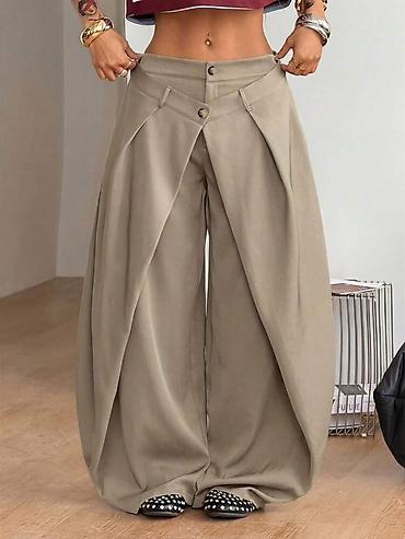Pantalone: Ženske pantalone širokog kroja sa preklopom – statement model 2400din na lalafo.rs — 17 Pantalone: Ženske pantalone širokog kroja sa preklopom – statement model 2400din — 17