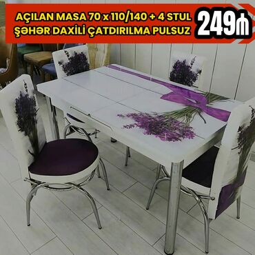 metbex stol stul desti: Mətbəx üçün, Yeni, Açılan, Dördbucaq masa, 4 stul