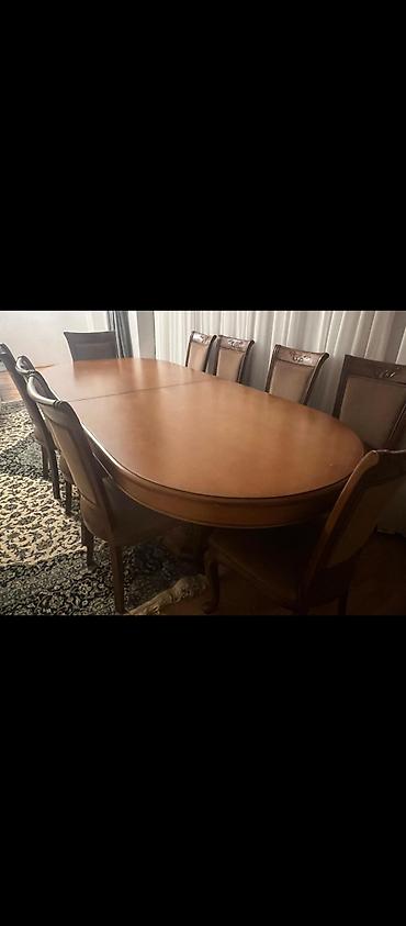 stol stul tap az: Qonaq otağı üçün, İşlənmiş, Açılan, Oval masa, 8 stul — 3