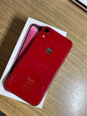 Техника и электроника: IPhone Xr, Б/у, 128 ГБ, Красный, Защитное стекло, Кабель, Коробка, 82 %