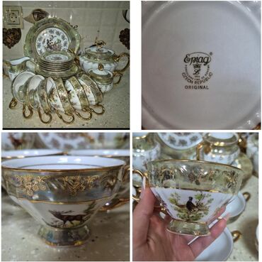 купить чайник в баку: Çay dəsti, rəng - Yaşıl, Madonna, 6 nəfərlik