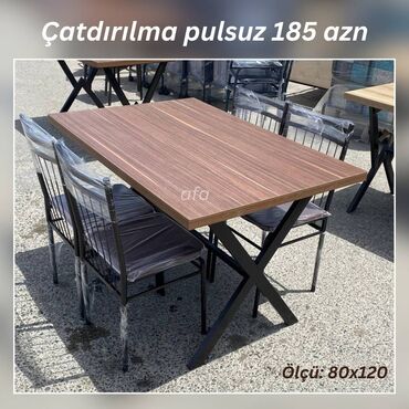 Məişət kimyəvi maddələri: Restoran, kafe, bağ, mətbəx və s üçün masa destleri Masa + 4 Stul 185