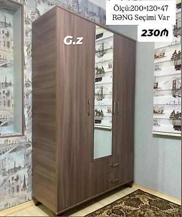 Üç qapılı paltar şkafı - Ölçü: 200 × 120 × 47 sm - Rəng seçimi var -