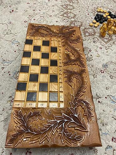 Шахматы: Шахматы, нарды, кара жыгач жаны, колго жасалган, шикарный для — 7