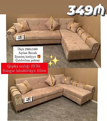 Divanlar: Künc divan – açılan, bazalı model - Ölçü: 260 × 160 sm - Qupka — 1