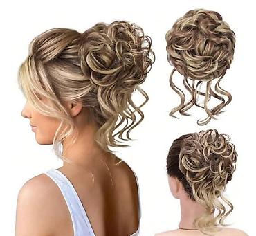 Perike i klipse: Naziv: Umetak/punđa od sintetičke kose – kovrdžava, brza frizura — 4