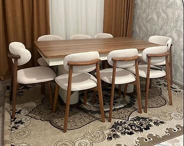 mdf panel: Qonaq otağı üçün, Yeni, Açılmayan, Dördbucaq masa, 8 stul — 1