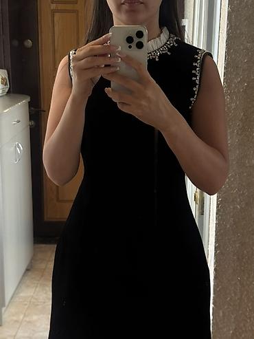 vecerni don: Qadın gecə/qala donu - Model: qolsuz, mini/əzraq dizüstü kəsim - — 4