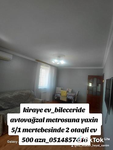 bileceri ev: Bileceride avtovağzal metrosuna yaxin 5/1 mertebesinde 2 otaqli ev 500 — 1