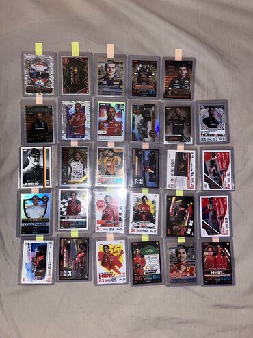 Velosiped ehtiyyat hissələri: Resmi Topps Formula 1 kartlari, qiymetleri ferqlidi 3-12 manat arasi