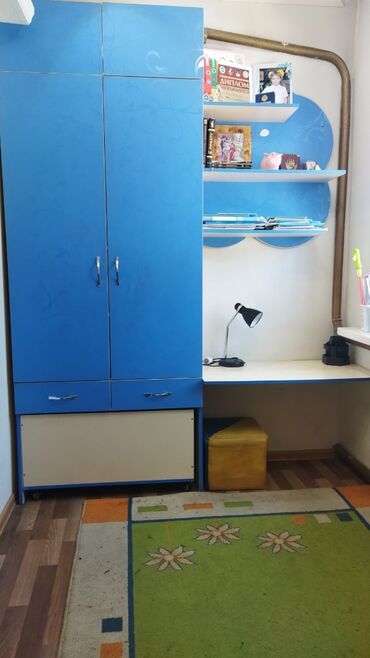 жарал мебель: Детский гарнитур, цвет - Голубой, Б/у