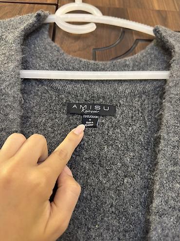 kolej jaket: AMISU Knitwear uzun kardiqan - Rəng: tünd-boz (melanj effektli) - — 2