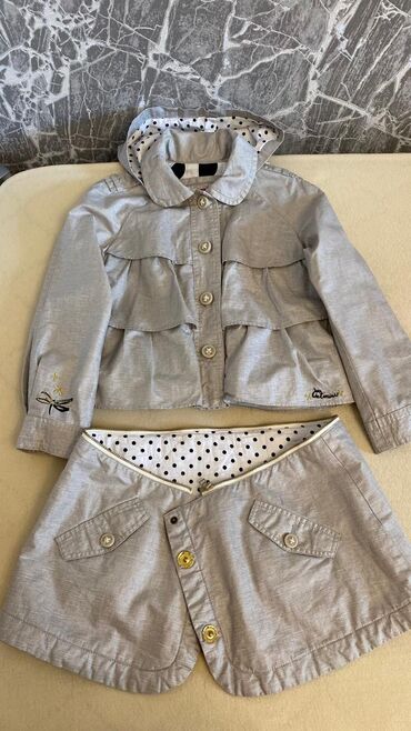 Plaşlar: Плащ-трснсформер Catimini производство Франция серого цвета с — 5