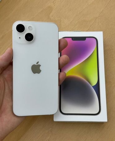 notbuk islenmis: IPhone 14, 128 ГБ, Белый, Гарантия, Face ID, С документами