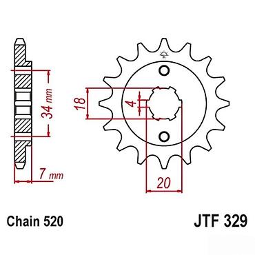 motore: Prednji lančanik JTF 329 za motocikle – kompatibilan sa lancem 520 - — 2