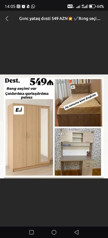 Yataq otağı dəstləri: Təknəfərlik çarpayı, Dolab — 11